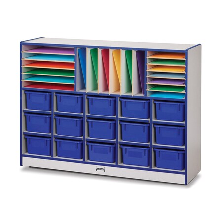 Jonti-Craft Rainbow Accents Sectional Cubbie-Tray Mobile Unit, with Trays, Blue 0416JCWW003